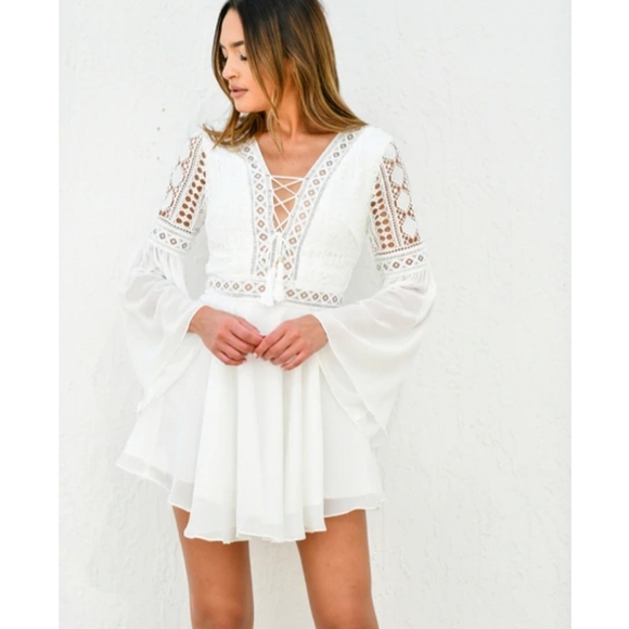 Jemma's Fashion Boutique Elegant White Lace "Zoey" Dress - Picture 2 of 9